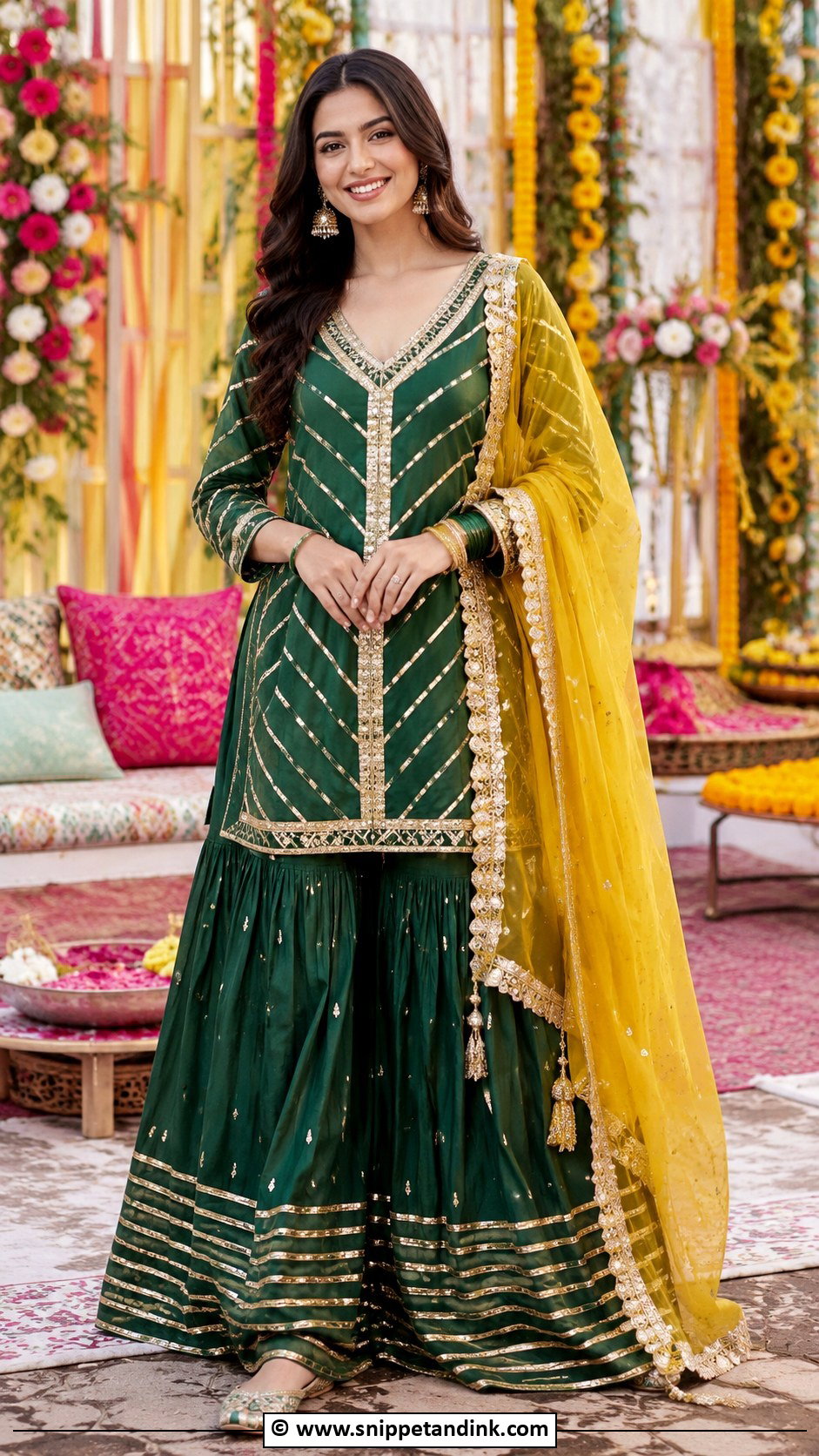 Mehendi Green Sharara Outfit - Snippet and Ink - 30 Indian Wedding Outfit Ideas