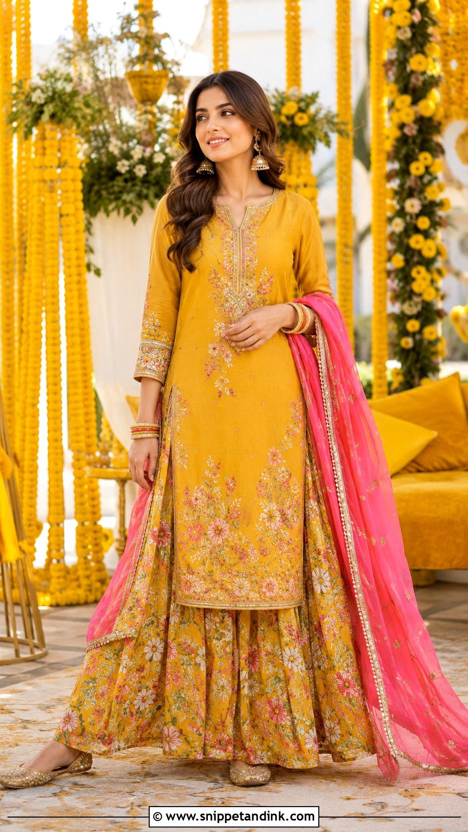 Mehendi Kaftan Dress Outfit - Snippet and Ink - 30 Mehendi Dress Outfits