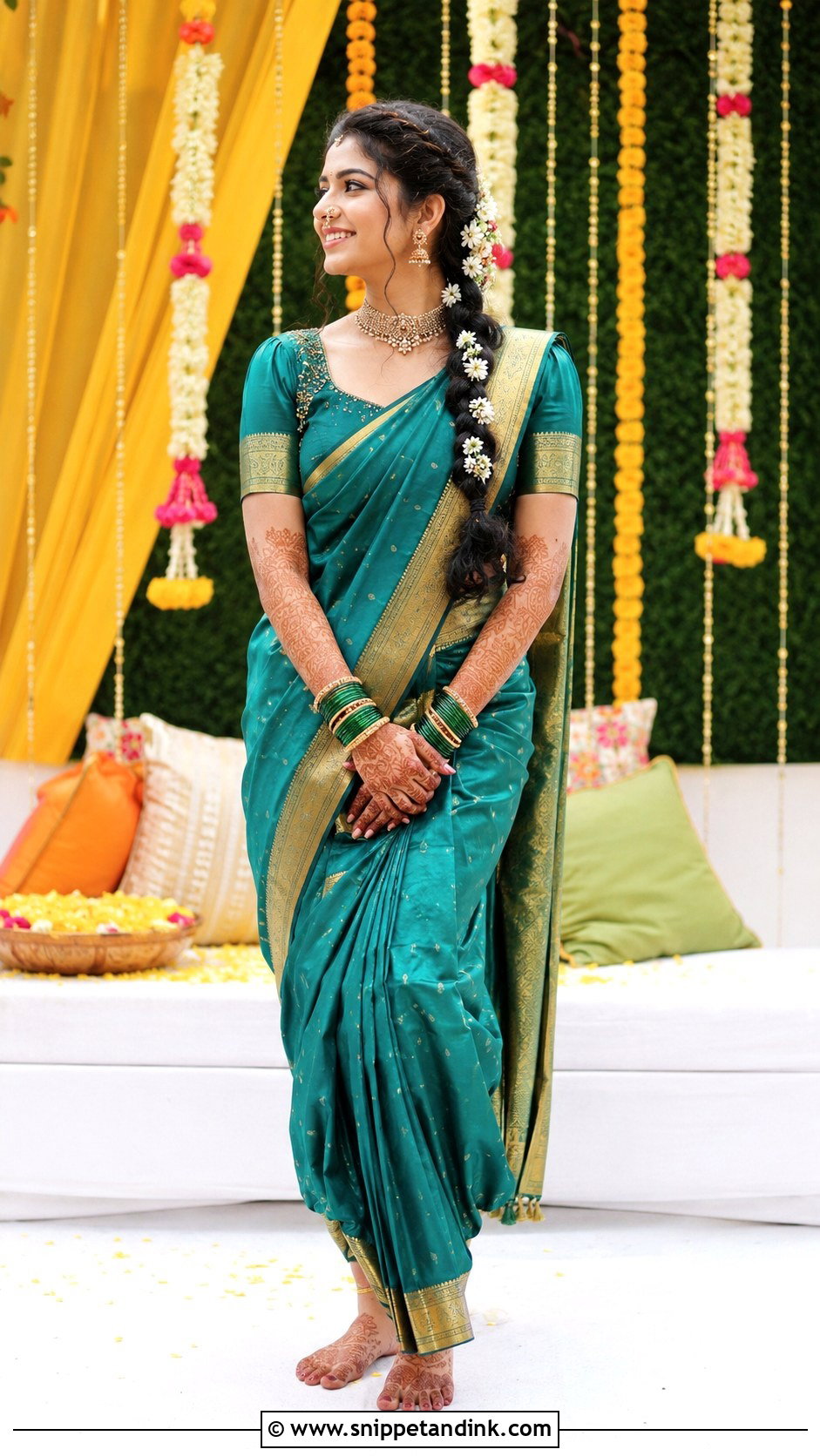 Mehendi Navvari Bridal Look - Snippet and Ink - 30 Navvari Bridal Look Ideas