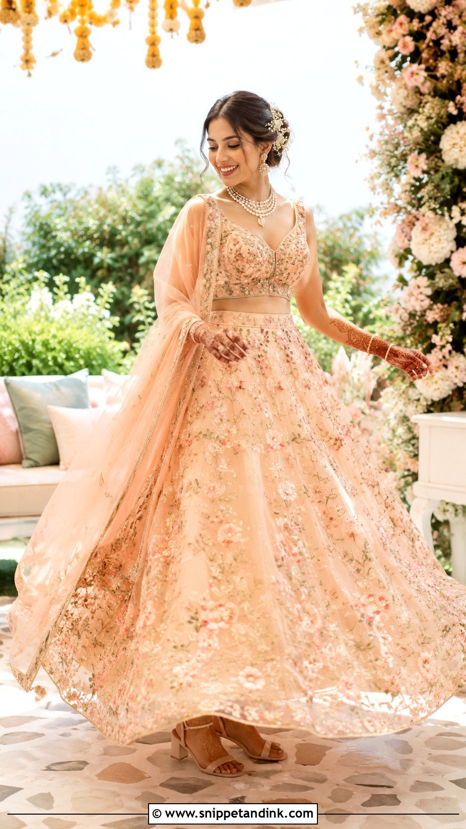 Mehendi Organza Lehenga For Bride - Snippet and Ink - 30 Mehendi Dress Brides Ideas