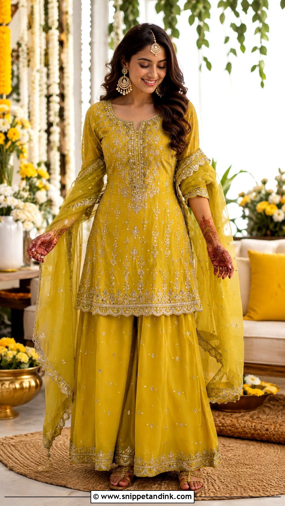Mehendi Palazzo Suit - Snippet and Ink - 25 Mehendi Outfit Ideas for Bride