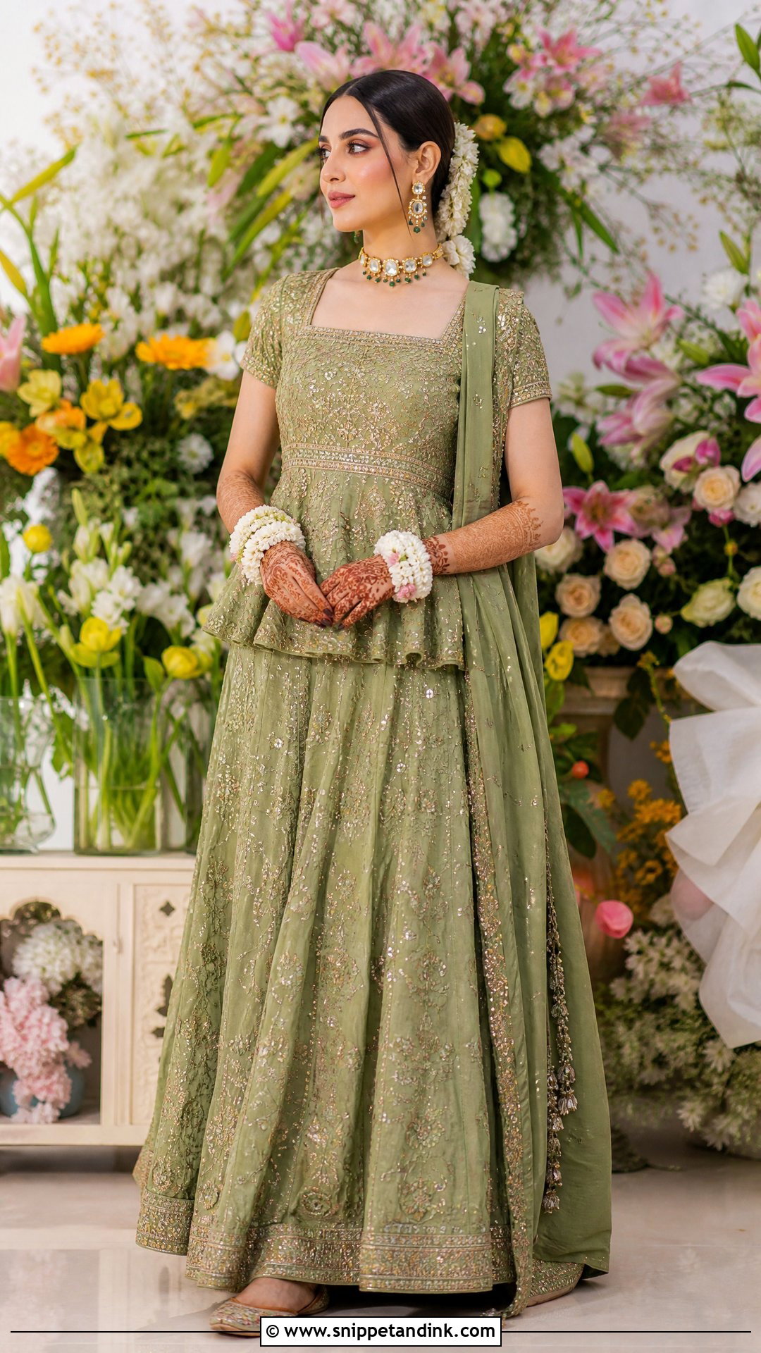 Mehendi Peplum Lehenga Outfit - Snippet and Ink - 20 Mehendi Dress Outfits Brides
