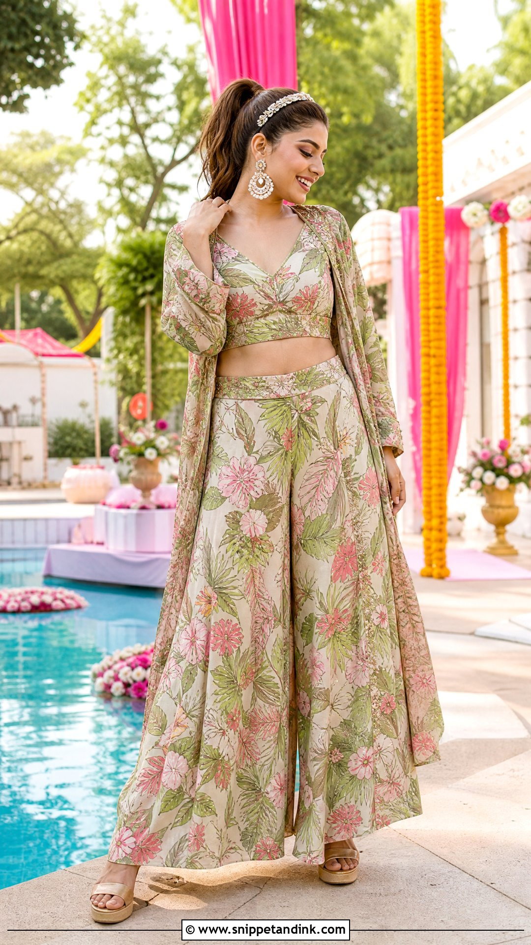 Mehendi Printed Co Ord Outfit - Snippet and Ink - 20 Mehendi Dress Outfits Brides