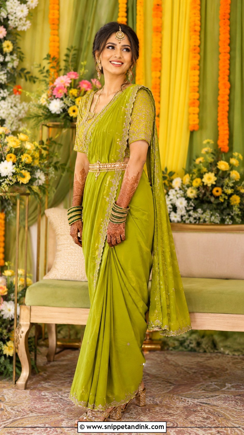 Mehendi Saree For Bride - Snippet and Ink - 30 Mehendi Dress Brides Ideas