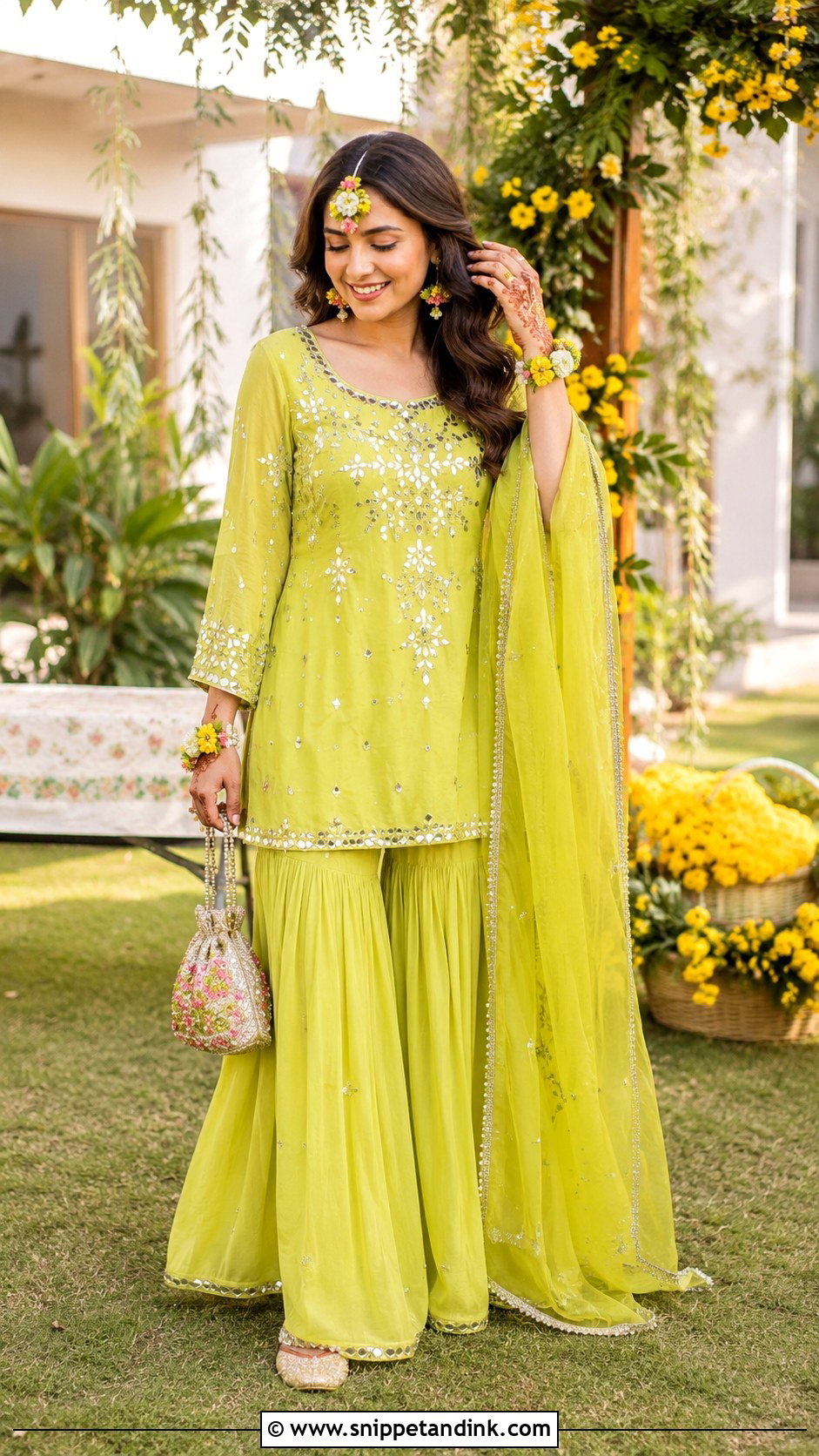Mehendi Sharara Set Outfit - Snippet and Ink - 25 New Indian Wedding Dress Ideas