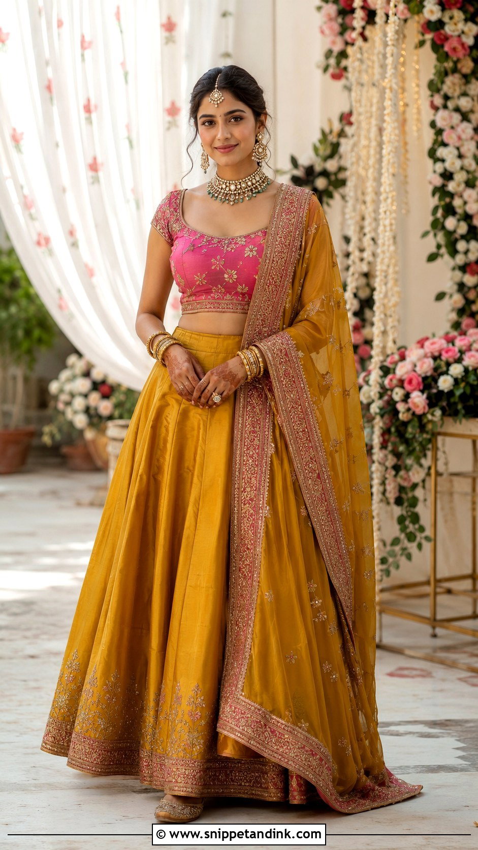 Mehendi Silk Lehenga For Bride - Snippet and Ink - 30 Mehendi Dress Brides Ideas