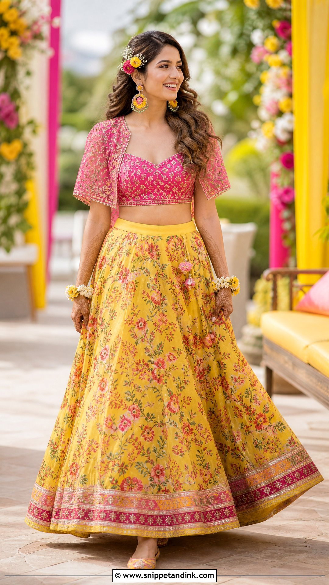 Mehendi Skirt And Crop Top Outfit - Snippet and Ink - 20 Mehendi Dress Outfits Brides