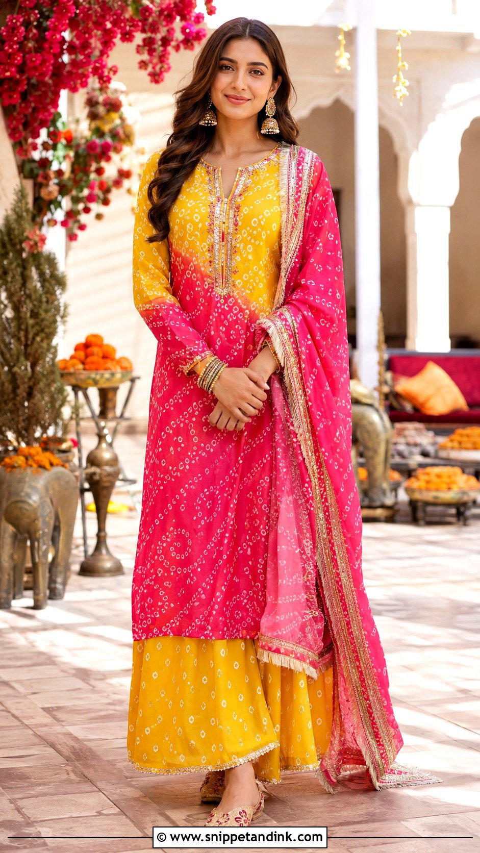 Mehndi Bandhani Suit Outfit - Snippet and Ink - 30 Mehndi Function Dress Outfit Ideas