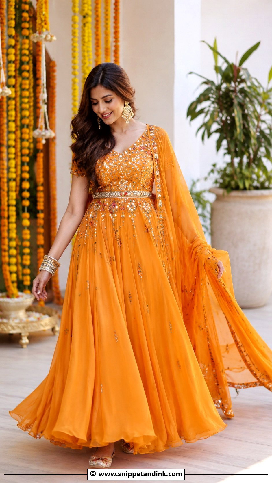 Mehndi Chiffon Lehenga - Snippet and Ink - 30 Pakistani Mehndi Dress Ideas