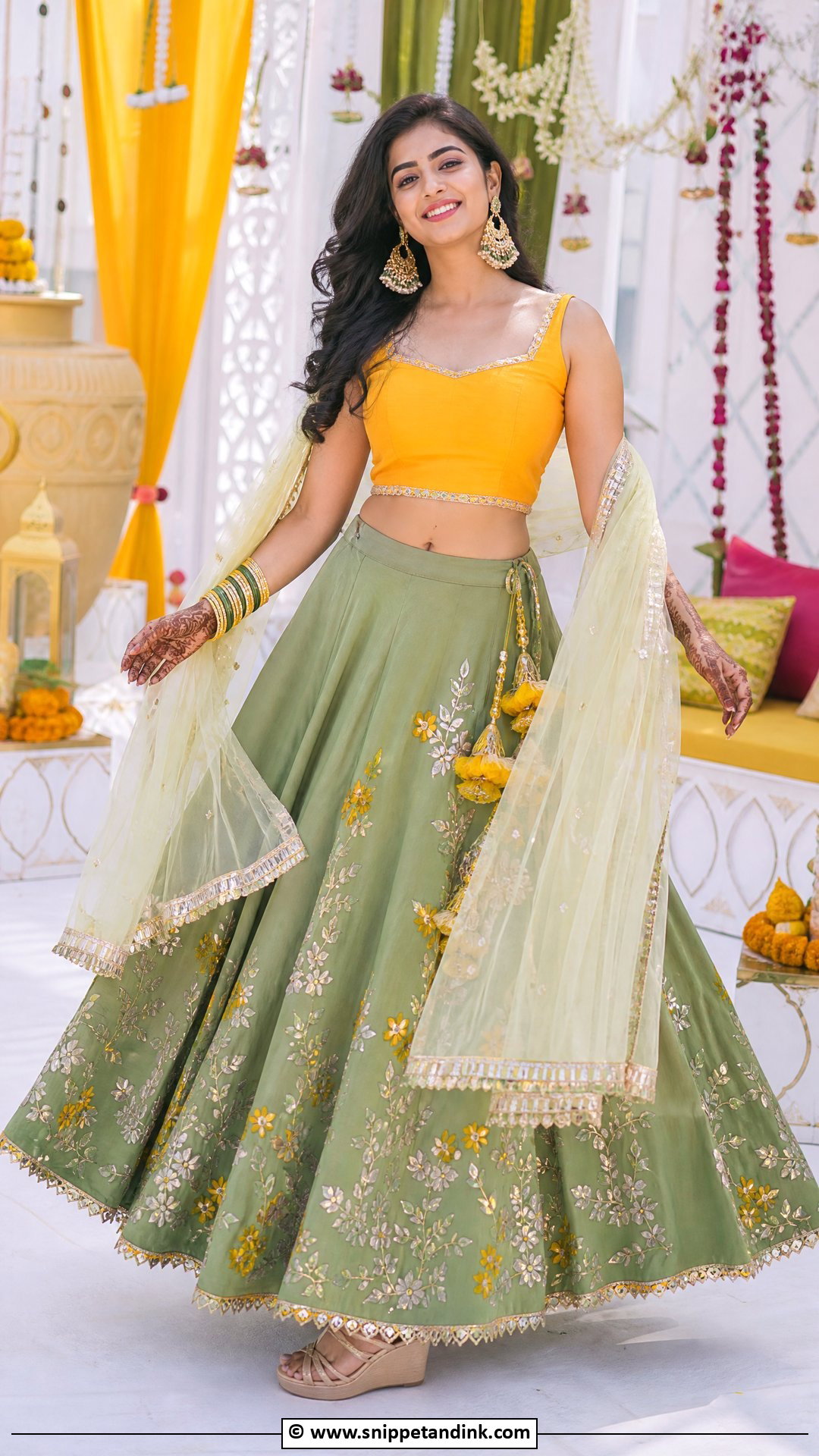 Mehndi Crop Top Skirt Outfit - Snippet and Ink - 35 Mehndi Outfit Ideas