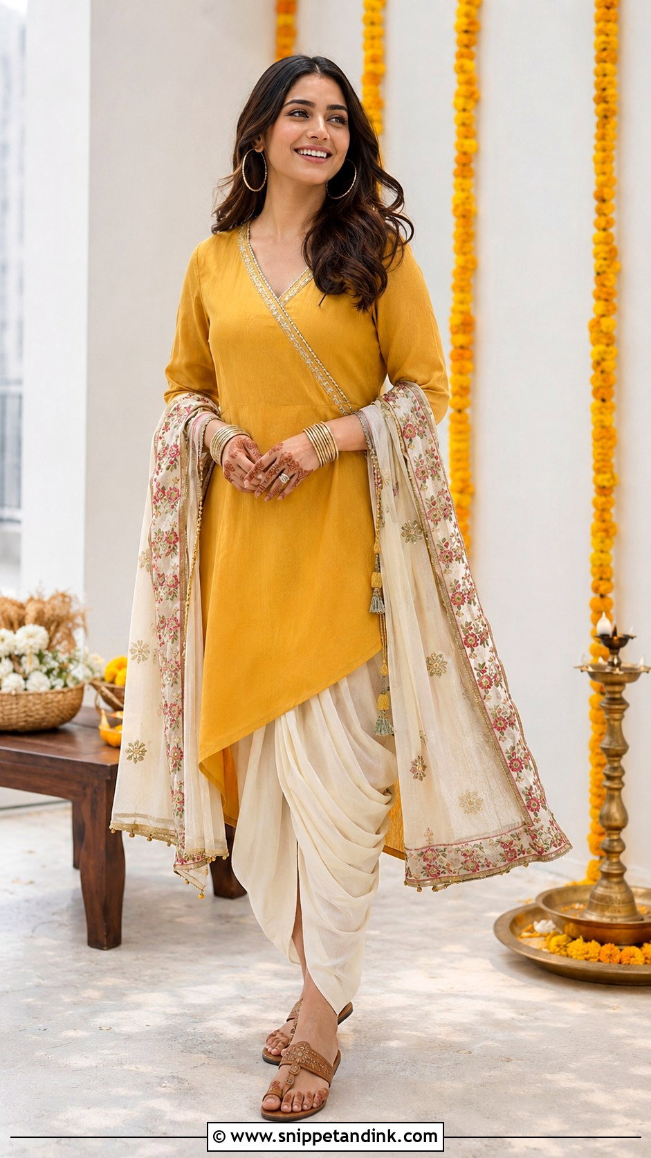 Mehndi Dhoti Kurta Outfit - Snippet and Ink - 30 Mehndi Function Dress Outfit Ideas
