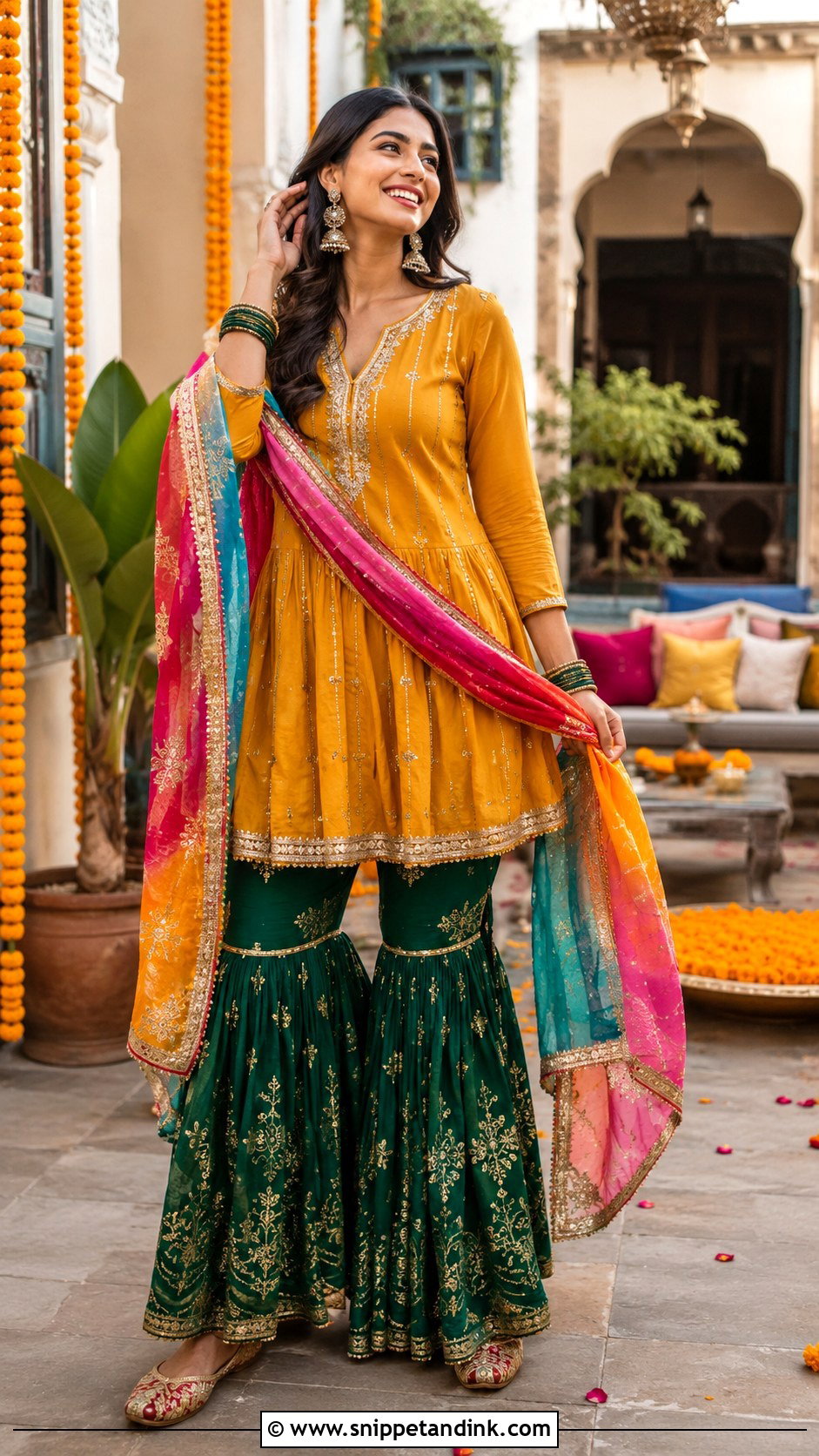 Mehndi Gharara Outfit - Snippet and Ink - 25 Latest Pakistani Wedding Outfits