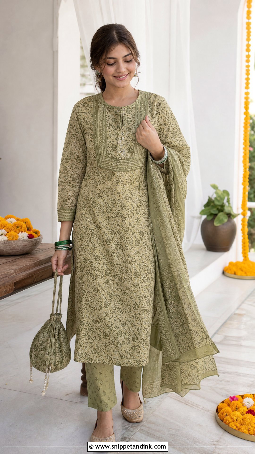 Mehndi Green Cotton Suit - Snippet and Ink - 25 Mehndi Green Suit Ideas