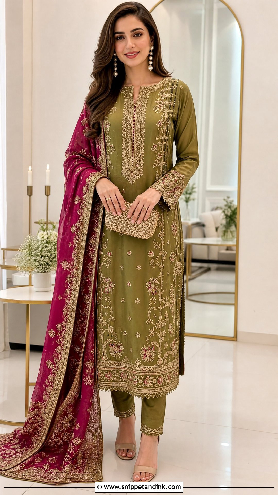 Mehndi Green Embroidered Suit - Snippet and Ink - 25 Mehndi Green Suit Ideas