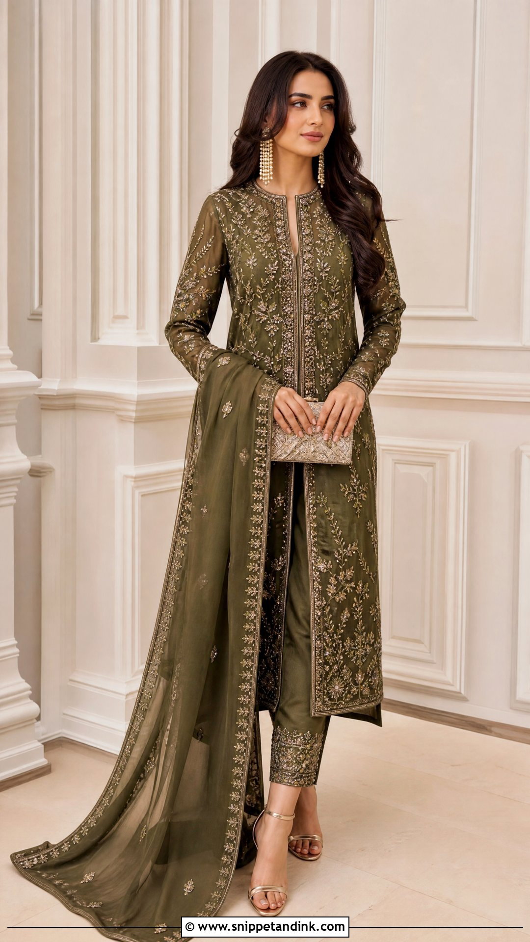 Mehndi Green Front Slit Suit - Snippet and Ink - 25 Mehndi Green Suit Ideas