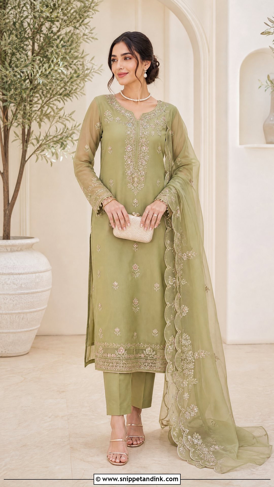 Mehndi Green Organza Dupatta Suit - Snippet and Ink - 25 Mehndi Green Suit Ideas