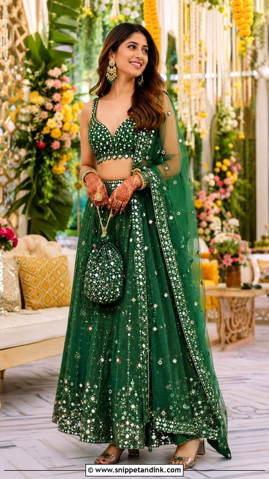 Mehndi Green Outfit For Indian Summer Wedding - Snippet and Ink - 25 Indian Summer Wedding Outfits
