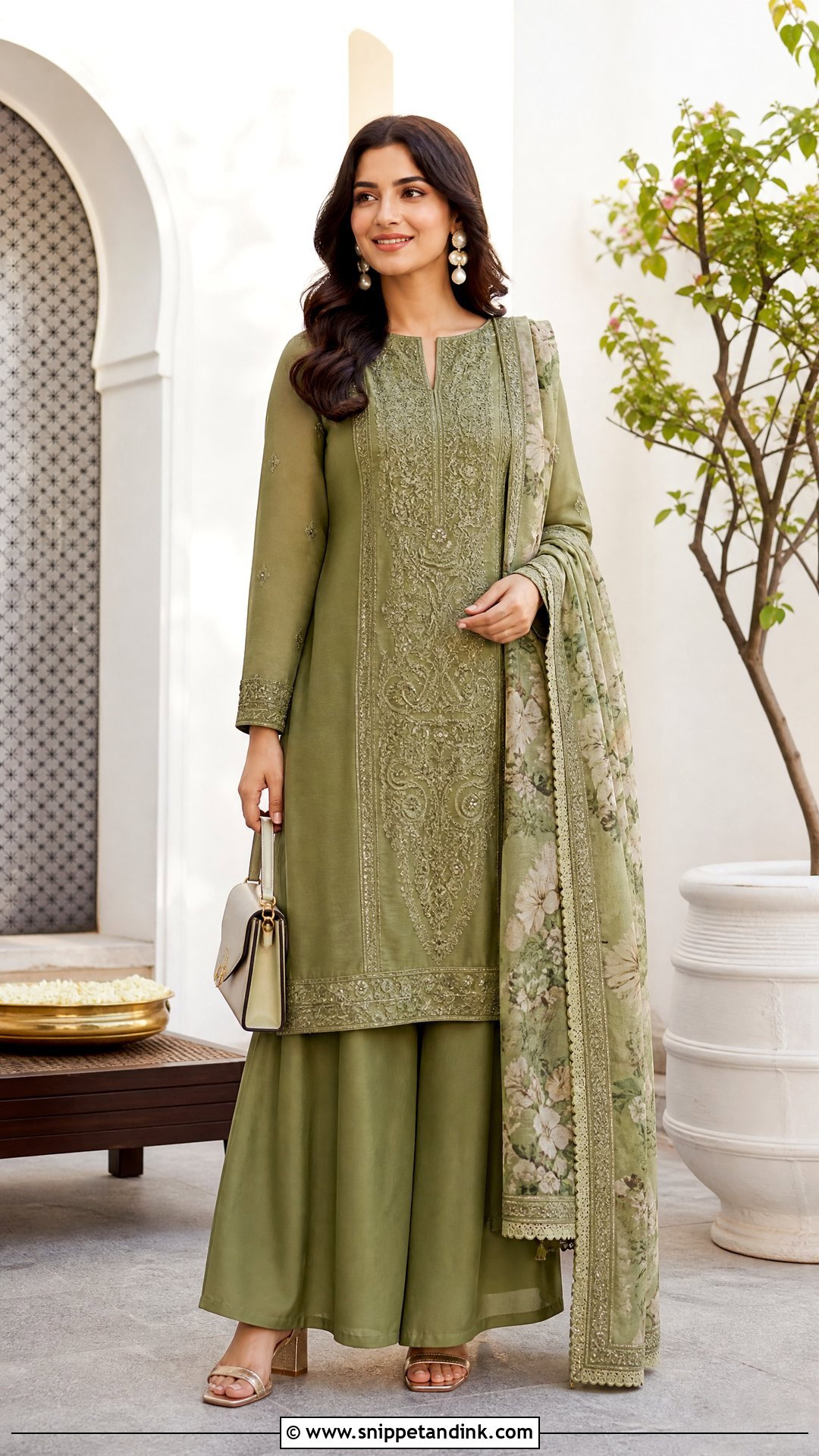 Mehndi Green Palazzo Suit - Snippet and Ink - 25 Mehndi Green Suit Ideas
