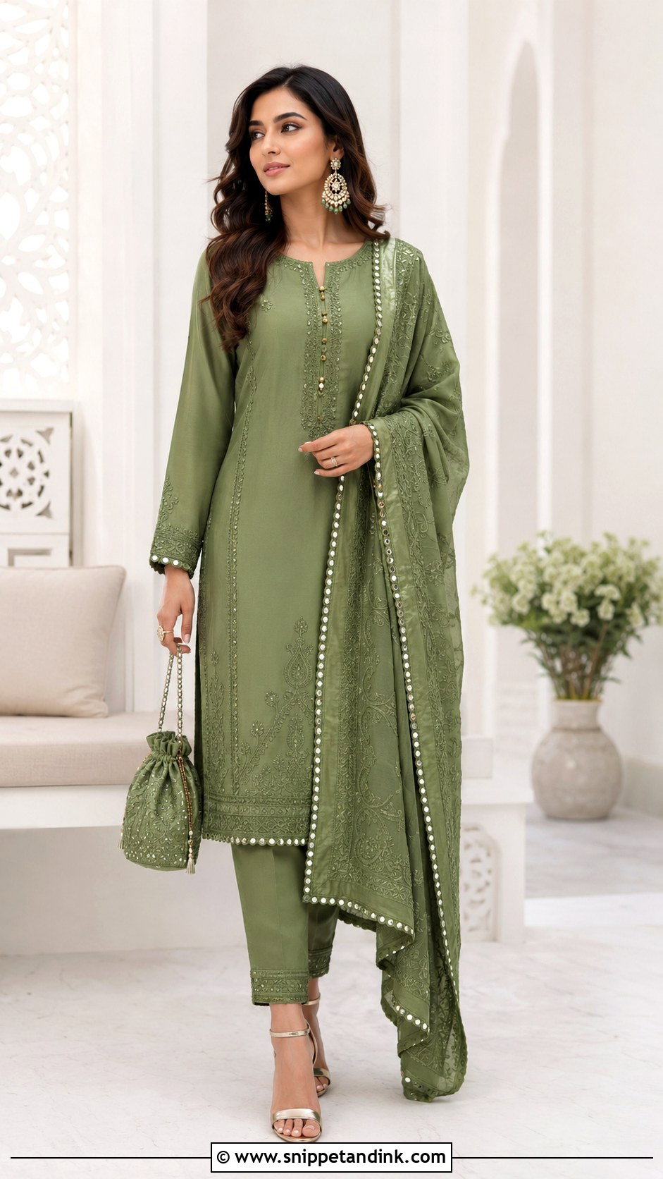 Mehndi Green Suit With Matching Dupatta - Snippet and Ink - 25 Mehndi Color Suit Combination Ideas