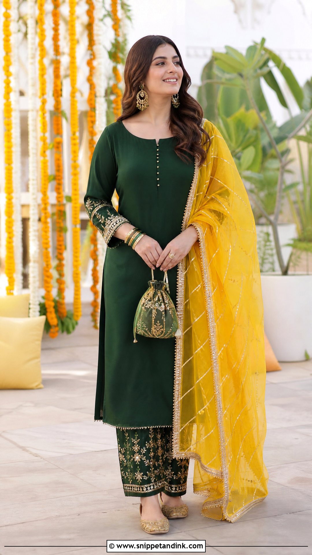 Mehndi Green Suit With Yellow Dupatta - Snippet and Ink - 25 Mehndi Green Suit Ideas