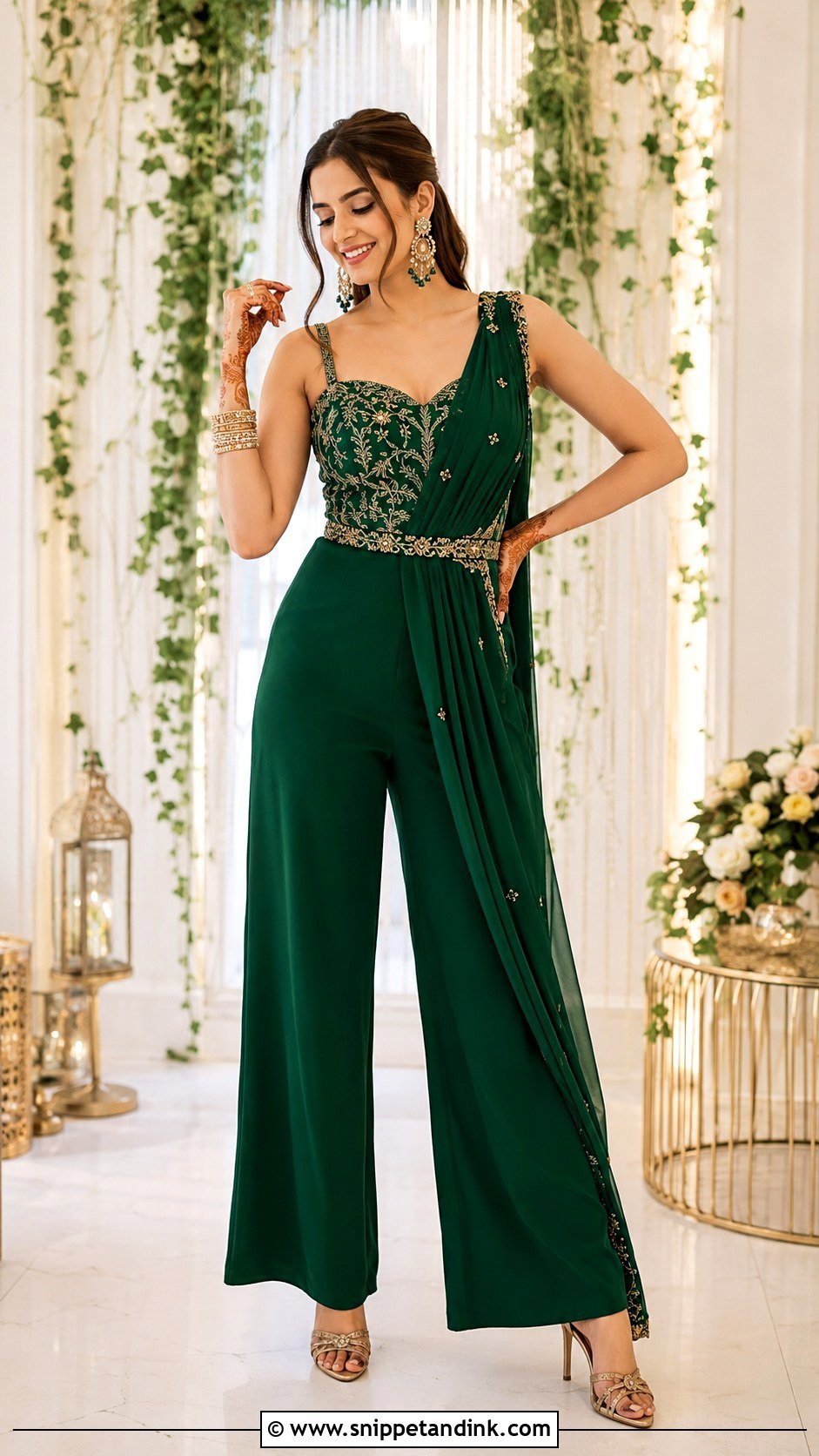 Mehndi Indo Western Jumpsuit Outfit - Snippet and Ink - 30 Mehndi Function Dress Outfit Ideas