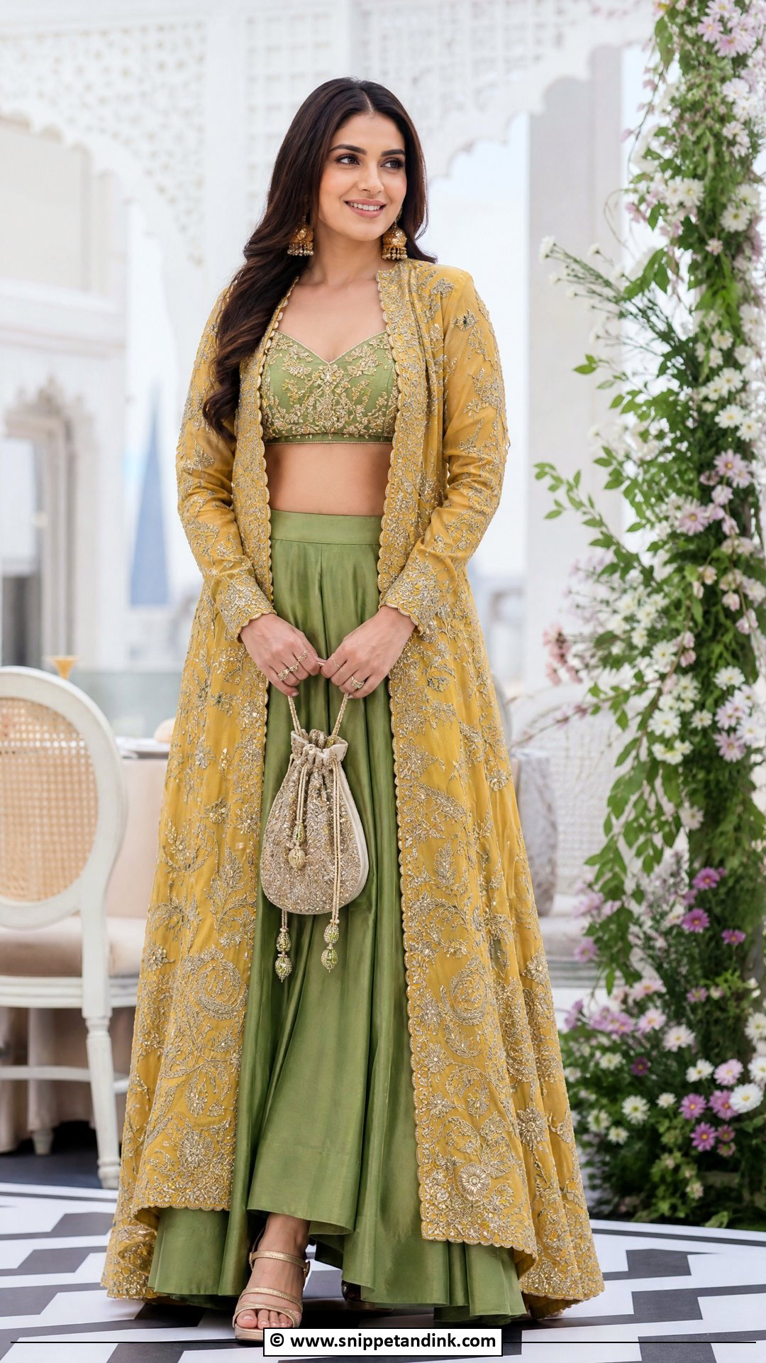 Mehndi Jacket Lehenga Outfit - Snippet and Ink - 35 Mehndi Outfit Ideas