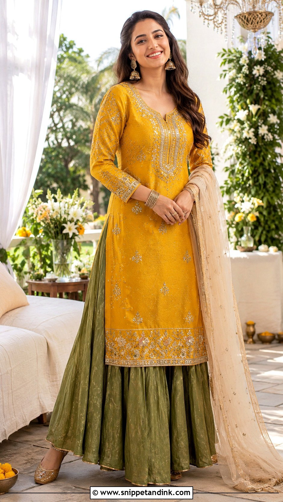 Mehndi Kurta With Skirt Outfit - Snippet and Ink - 30 Mehndi Function Dress Outfit Ideas