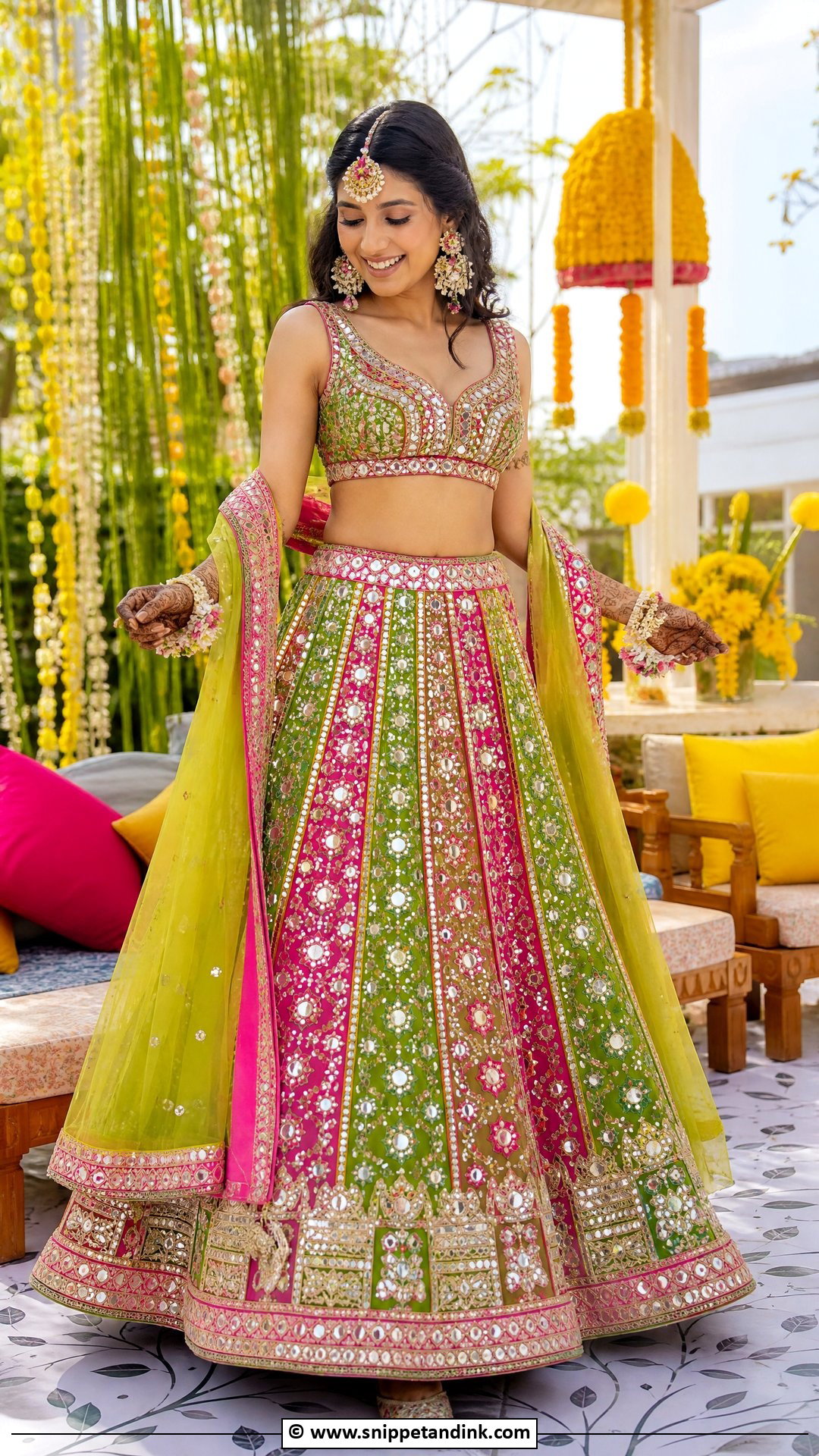 Mehndi Lehenga Indian Bride Outfit - Snippet and Ink - 35 Indian Bride Ideas