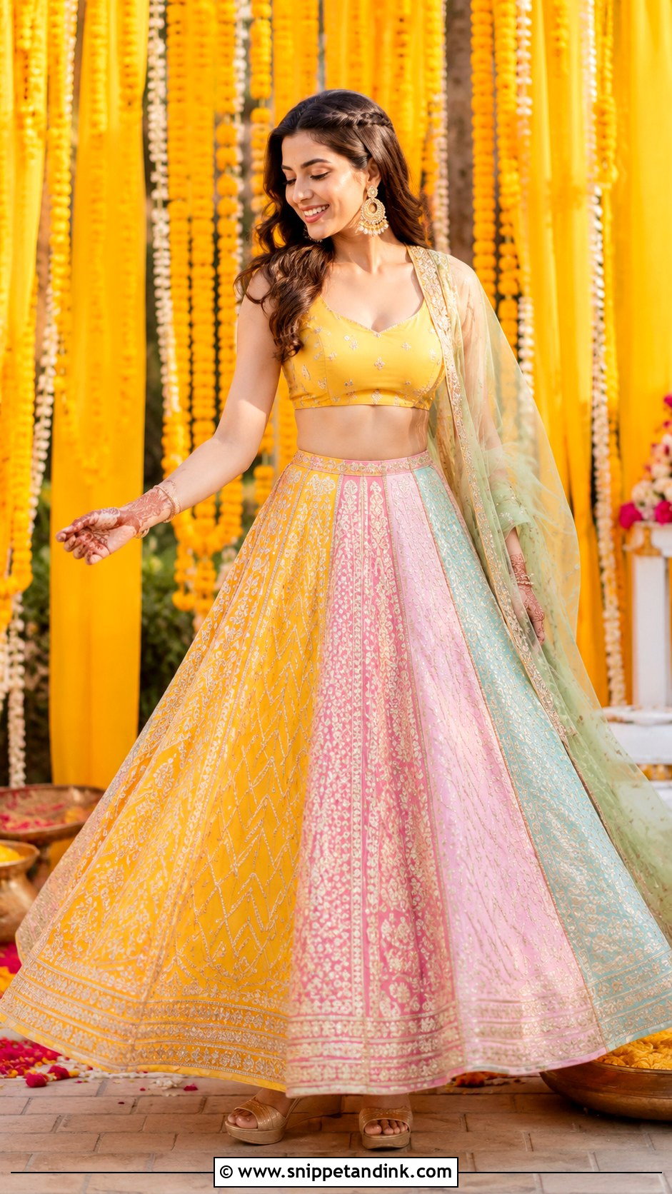 Mehndi Multi Color Lehenga Outfit - Snippet and Ink - 30 Mehndi Function Dress Outfit Ideas