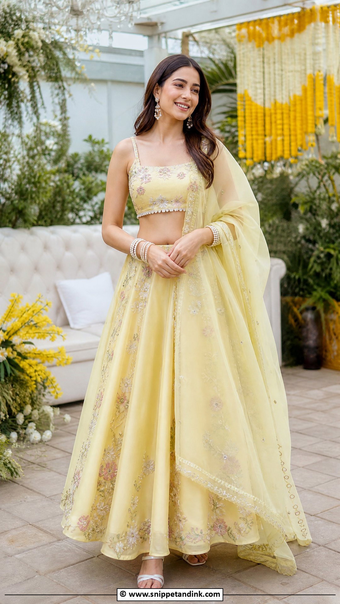 Mehndi Organza Lehenga Outfit - Snippet and Ink - 35 Mehndi Outfit Ideas