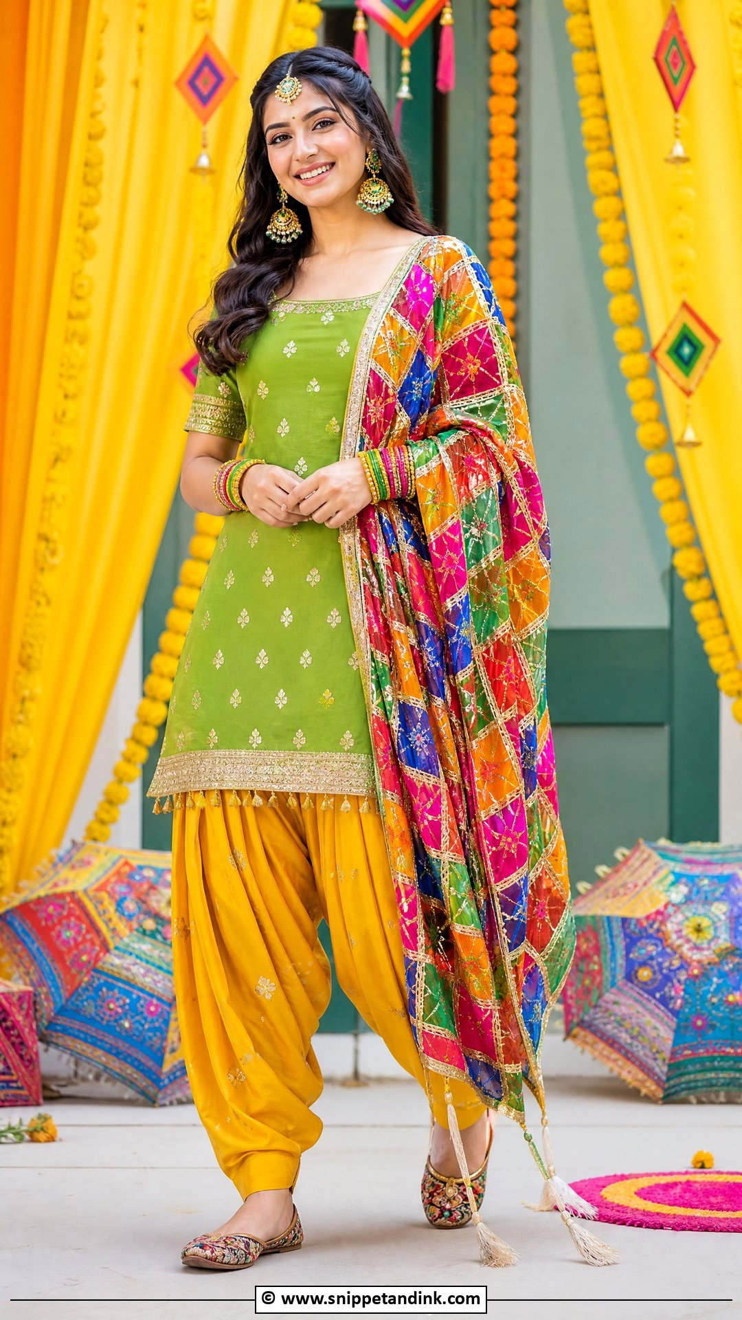 Mehndi Patiala Suit Outfit - Snippet and Ink - 35 Mehndi Outfit Ideas