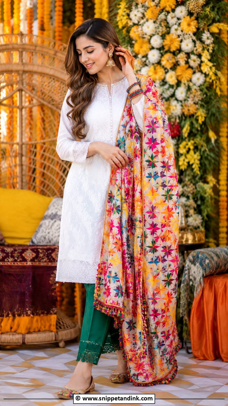 Mehndi Phulkari Dupatta Outfit - Snippet and Ink - 30 Pakistani Mehndi Dress Ideas