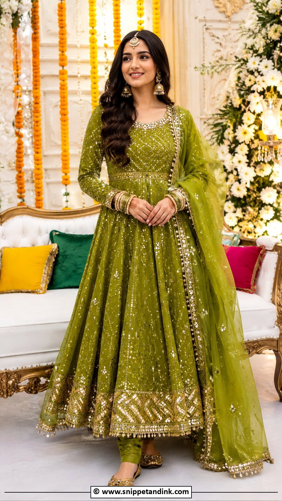 Mehndi Pishwas Dress - Snippet and Ink - 30 Pakistani Mehndi Dress Ideas