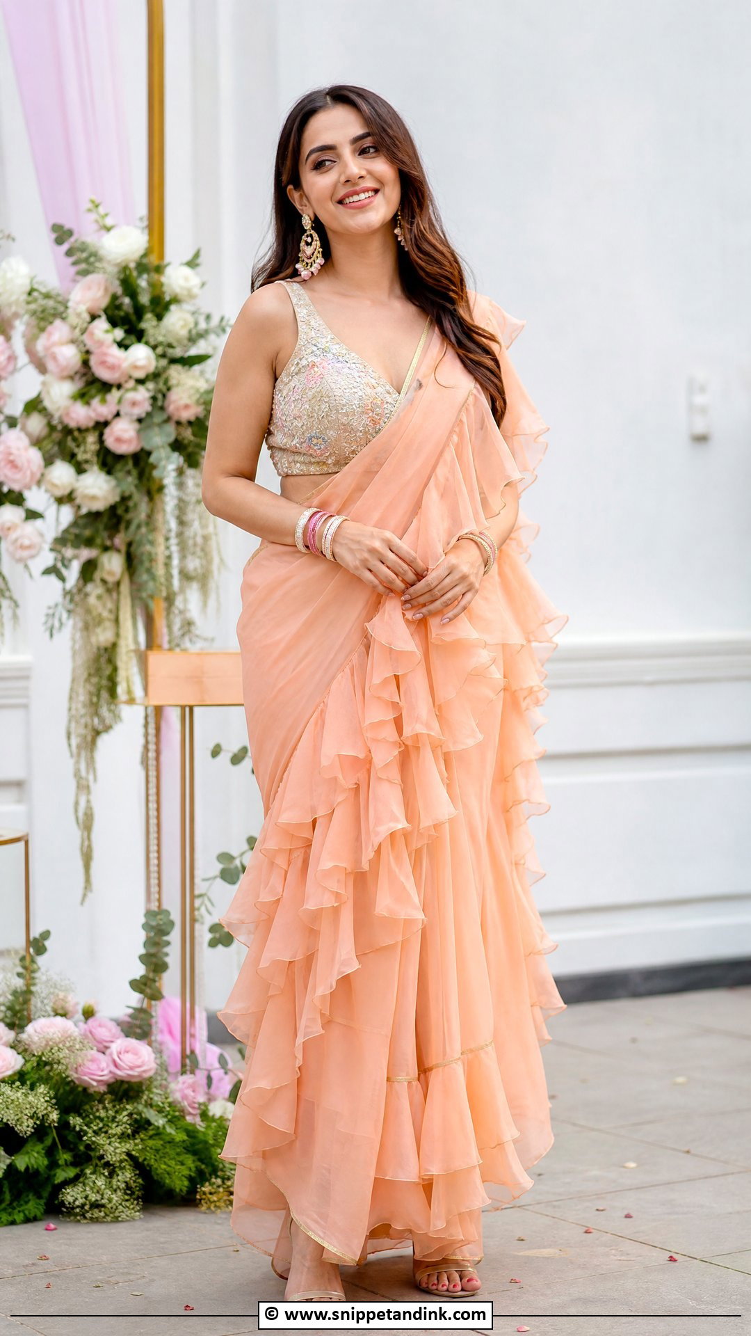 Mehndi Ruffle Saree Outfit - Snippet and Ink - 35 Mehndi Outfit Ideas