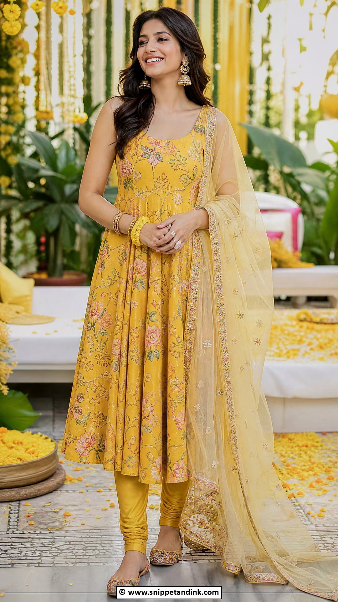 Mehndi Sleeveless Anarkali Outfit - Snippet and Ink - 35 Mehndi Outfit Ideas
