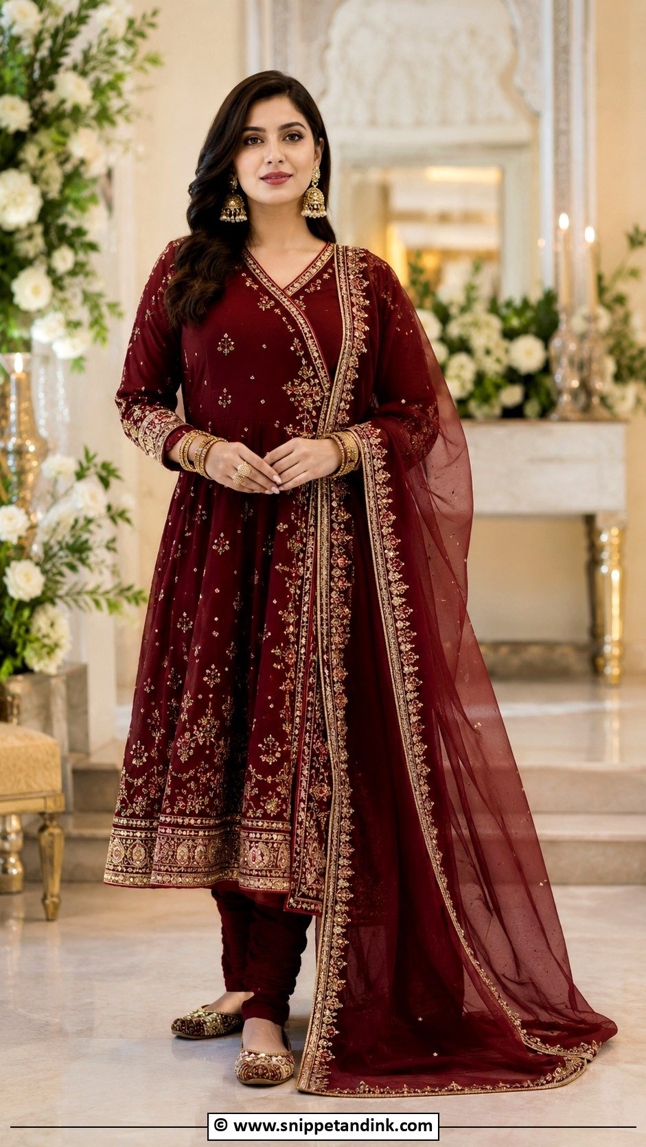 Mehroon Angrakha Barat Dress - Snippet and Ink - 30 Barat Dresses Pakistani for Sisters