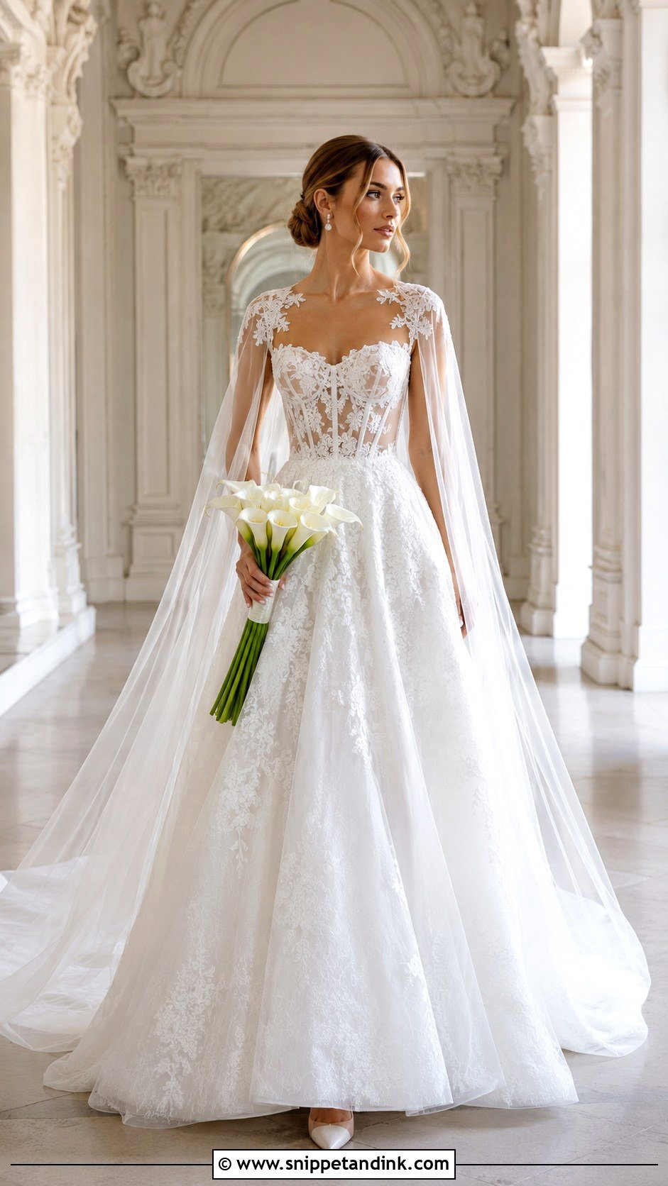 Melrose Wedding Dress With Bridal Cape - Snippet and Ink - 20 Melrose Wedding Dress Ideas
