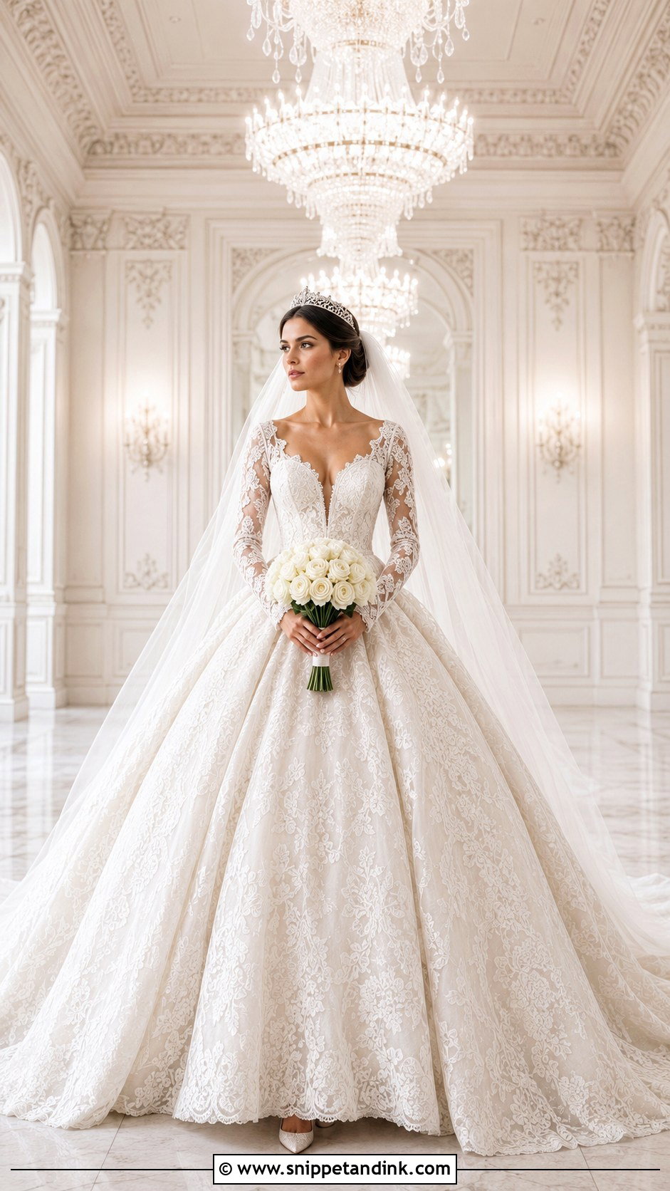 Melrose Wedding Dress With Bridal Tiara - Snippet and Ink - 20 Melrose Wedding Dress Ideas