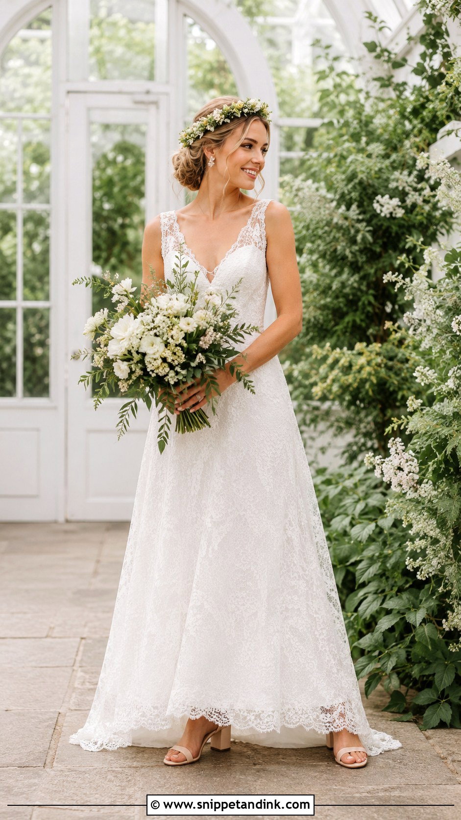 Melrose Wedding Dress With Floral Headpiece - Snippet and Ink - 20 Melrose Wedding Dress Ideas