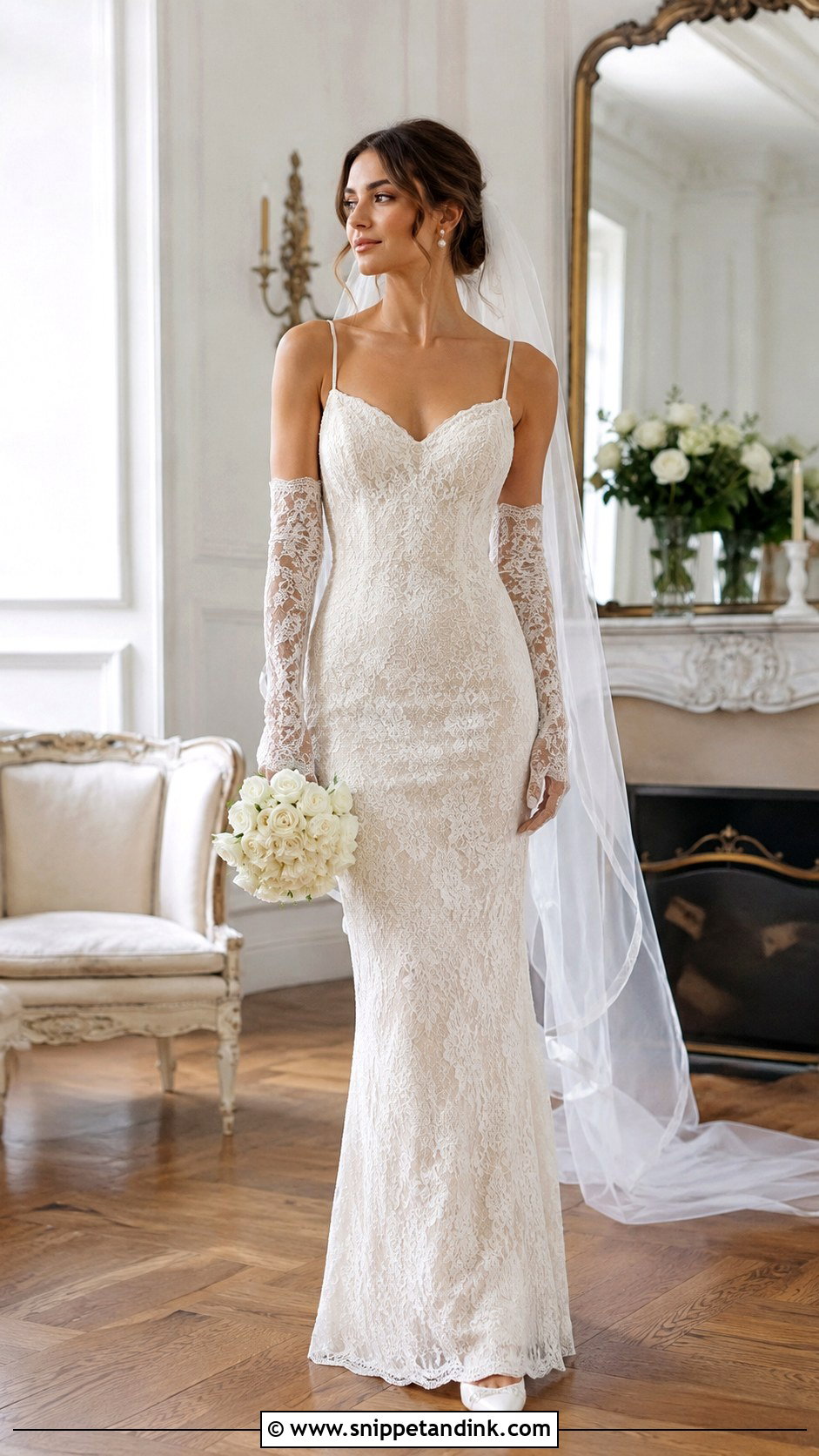 Melrose Wedding Dress With Lace Gloves - Snippet and Ink - 20 Melrose Wedding Dress Ideas