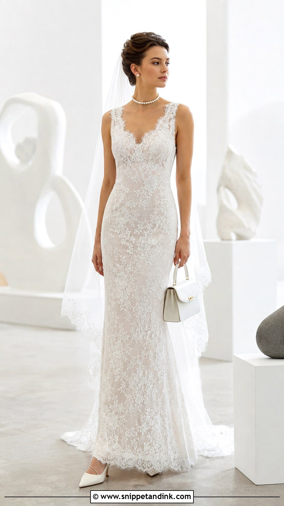 Melrose Wedding Dress With Pearl Choker - Snippet and Ink - 20 Melrose Wedding Dress Ideas