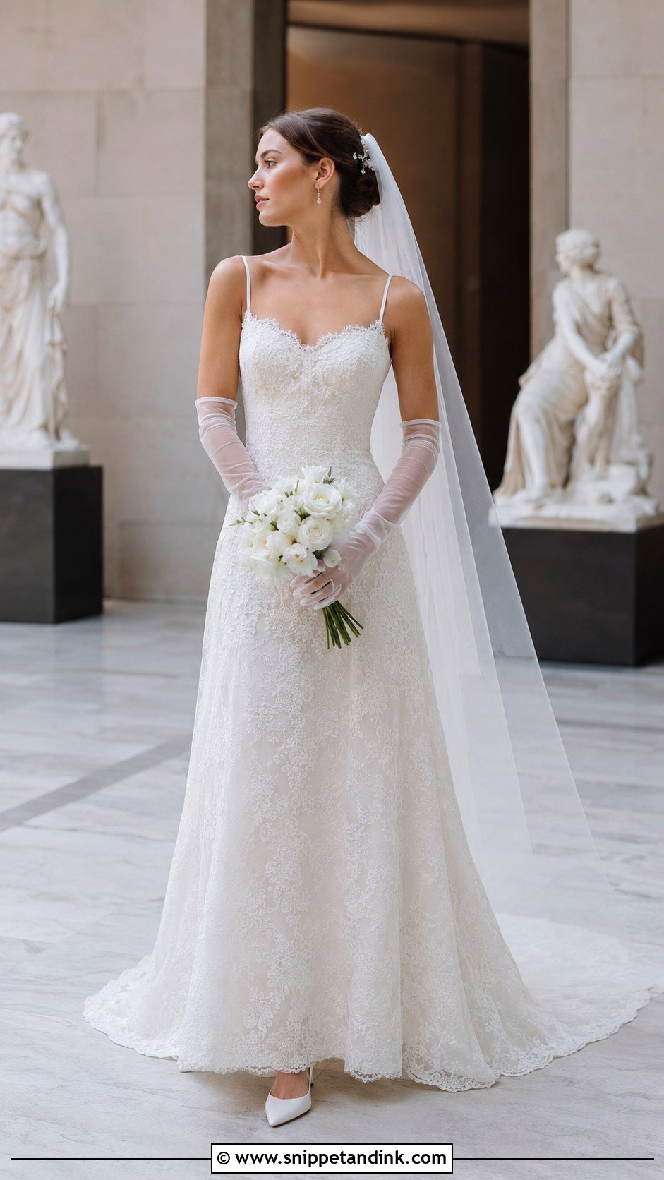 Melrose Wedding Dress With Sheer Tulle Gloves - Snippet and Ink - 20 Melrose Wedding Dress Ideas