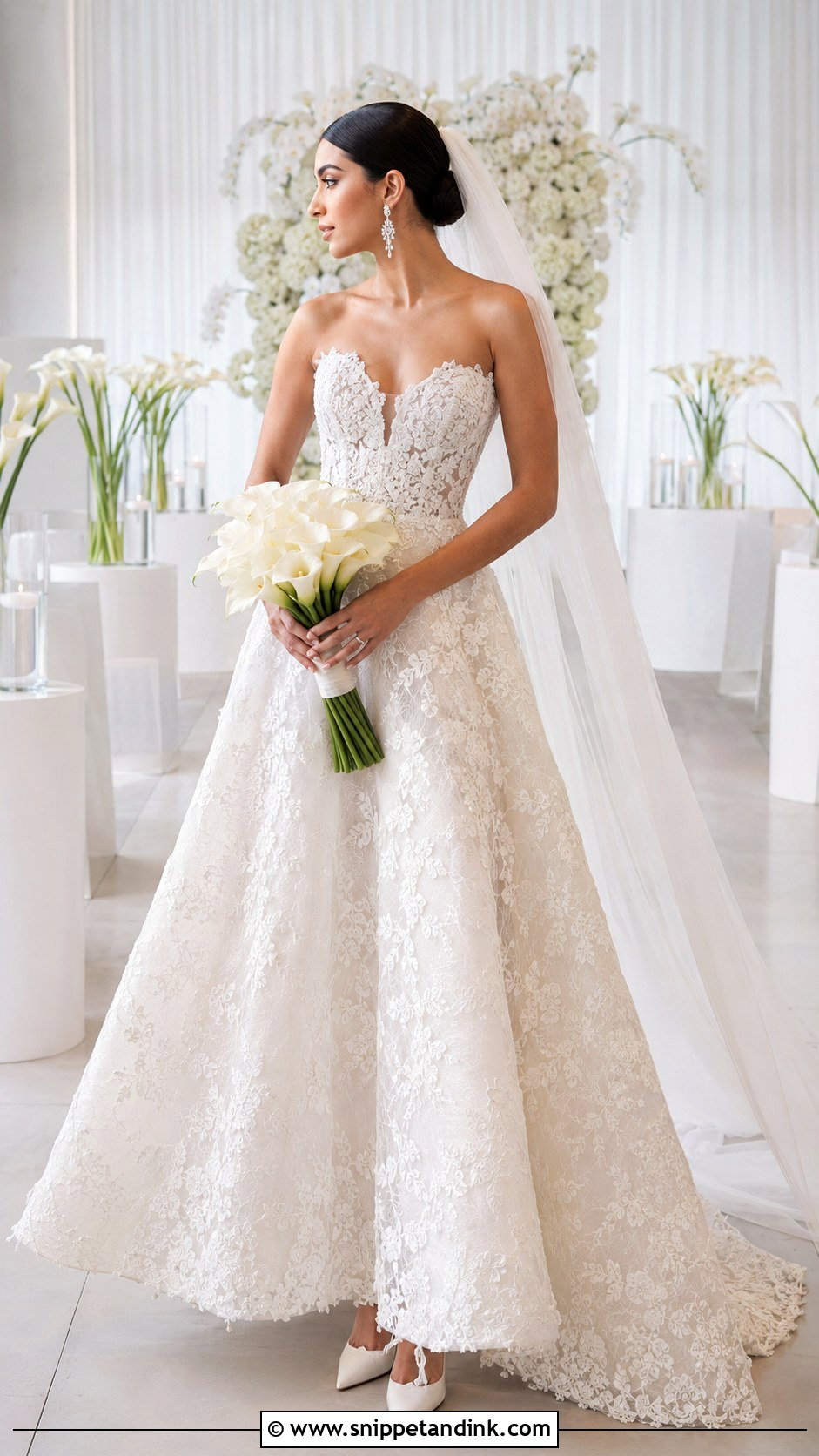 Melrose Wedding Dress With Sleek Low Bun - Snippet and Ink - 20 Melrose Wedding Dress Ideas
