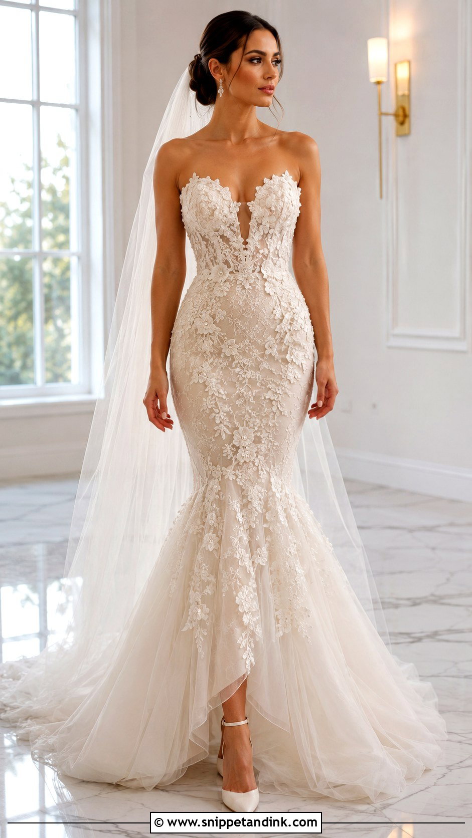 Mermaid 3D Lace Wedding Dress - Snippet and Ink - 20 3D Lace Wedding Dress Ideas
