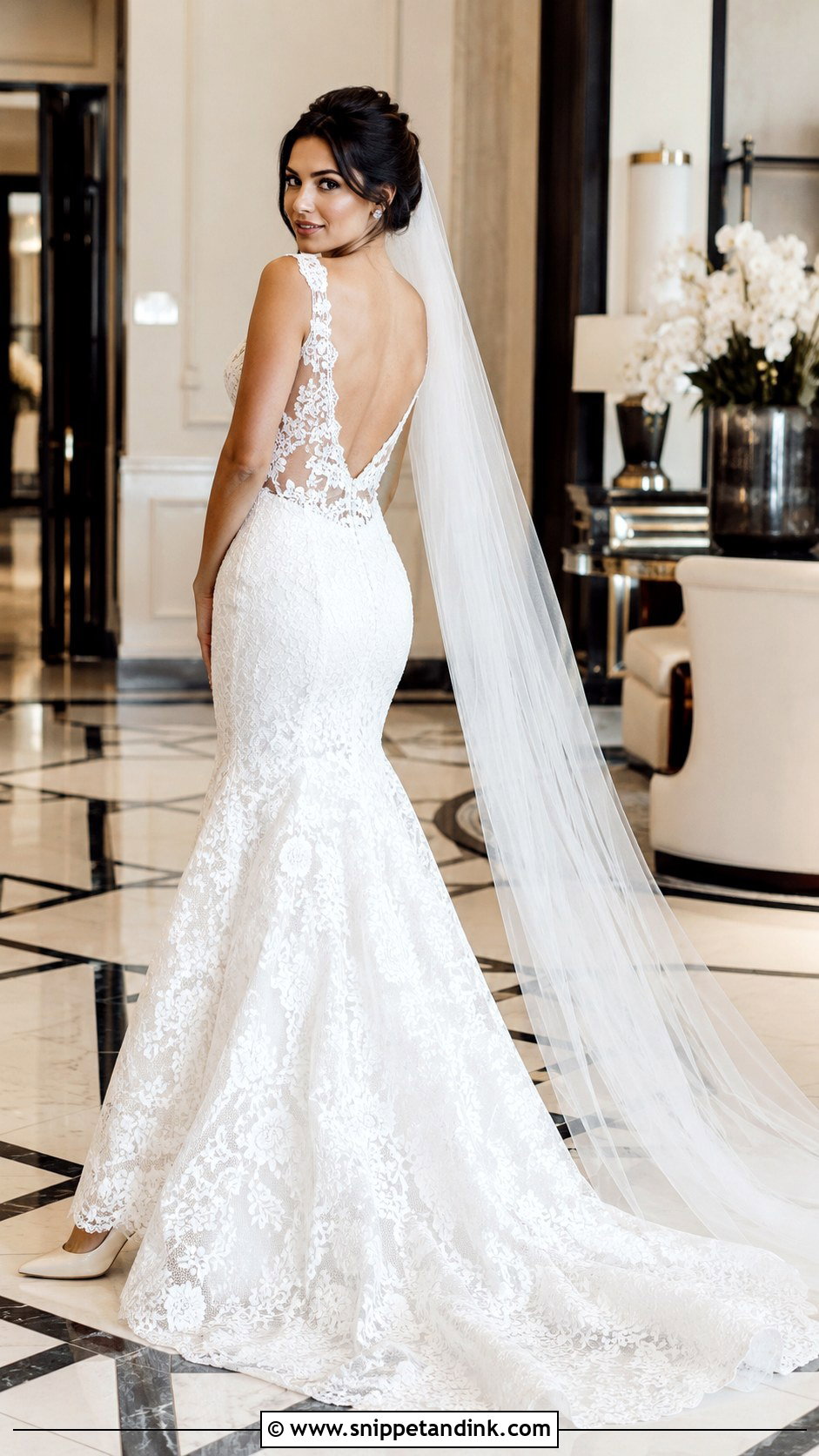 Mermaid Backless Lace Wedding Dress - Snippet and Ink - 20 Backless Lace Wedding Dress Ideas