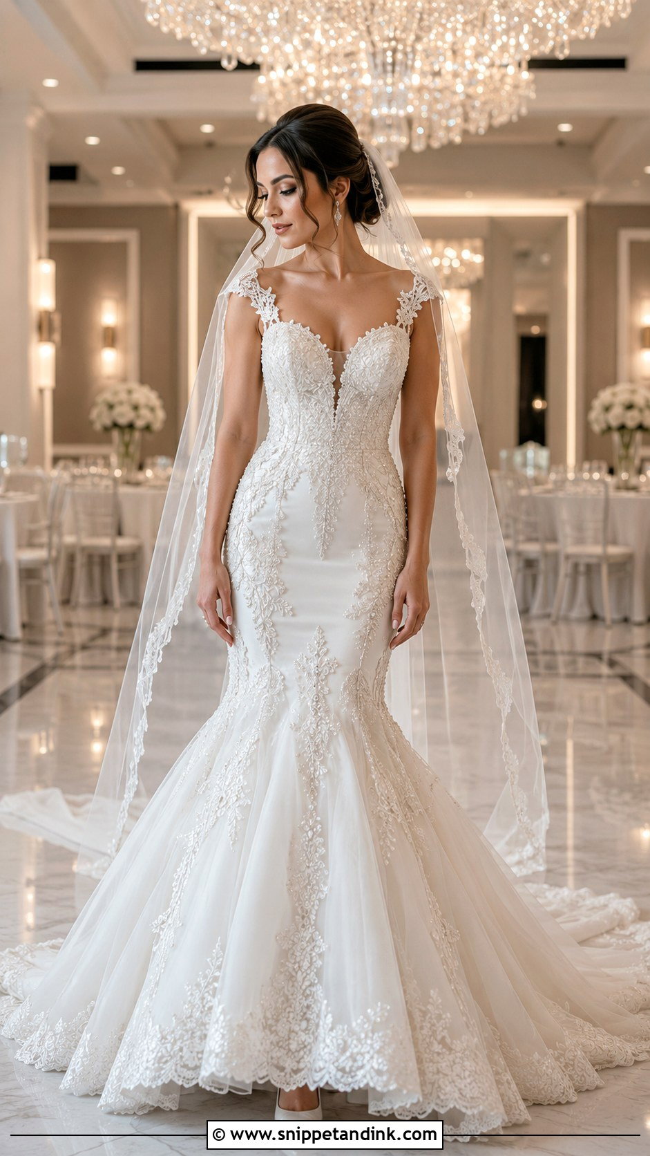 Mermaid Beaded Lace Wedding Dress - Snippet and Ink - 20 Beaded Lace Wedding Dress Ideas