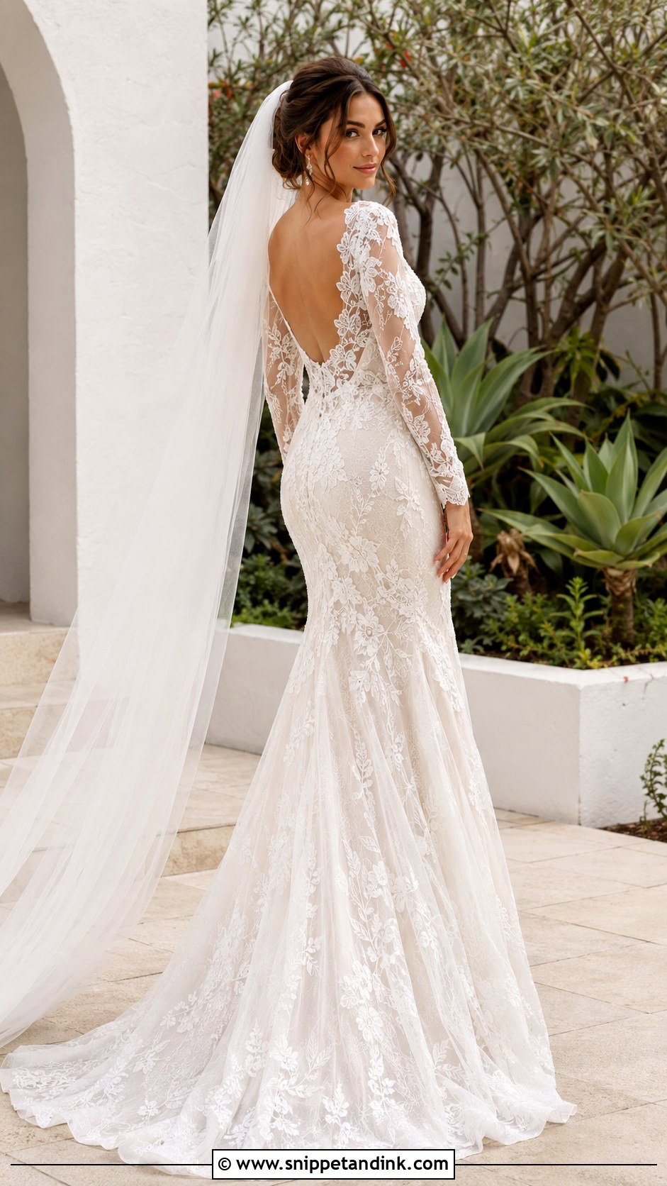 Mermaid Boho Long Sleeve Wedding Dress - Snippet and Ink - 20 Boho Long Sleeve Wedding Dress Ideas