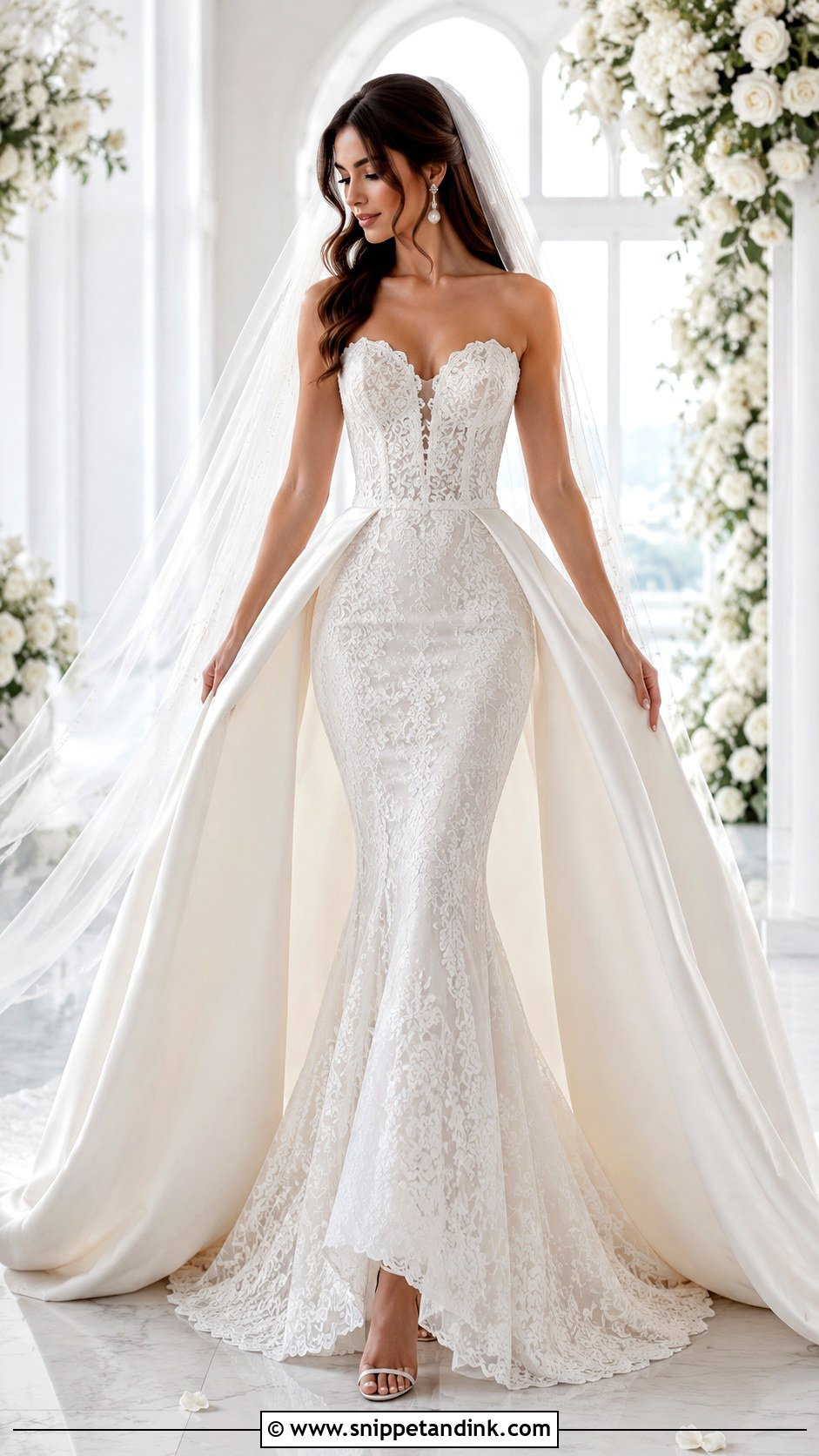 Mermaid Bridal Dress With Detachable Overskirt - Snippet and Ink - 25 Mermaid Bridal Dress Ideas
