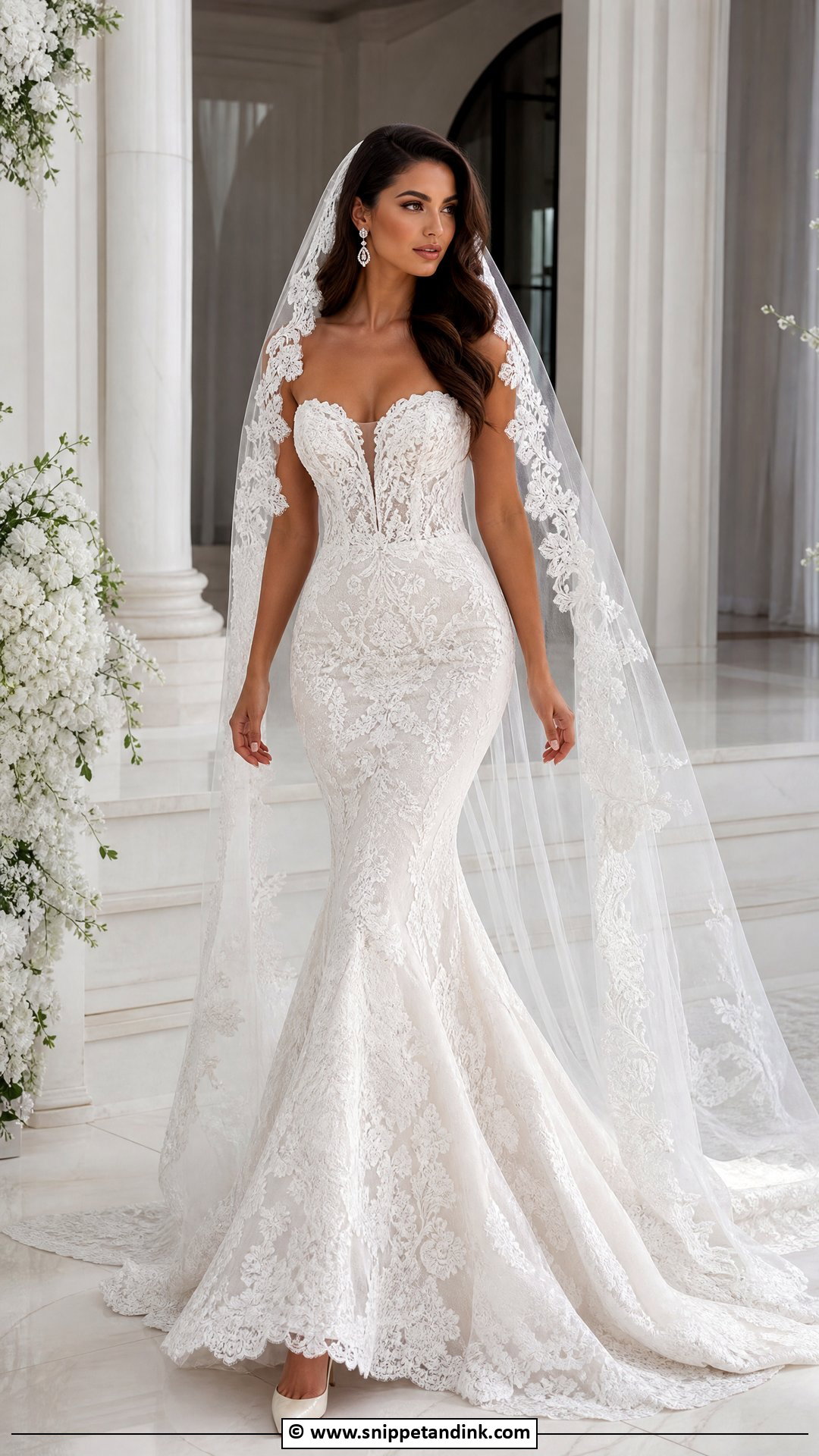 Mermaid Bridal Gown With Statement Veil - Snippet and Ink - 35 Bridal Gown Ideas