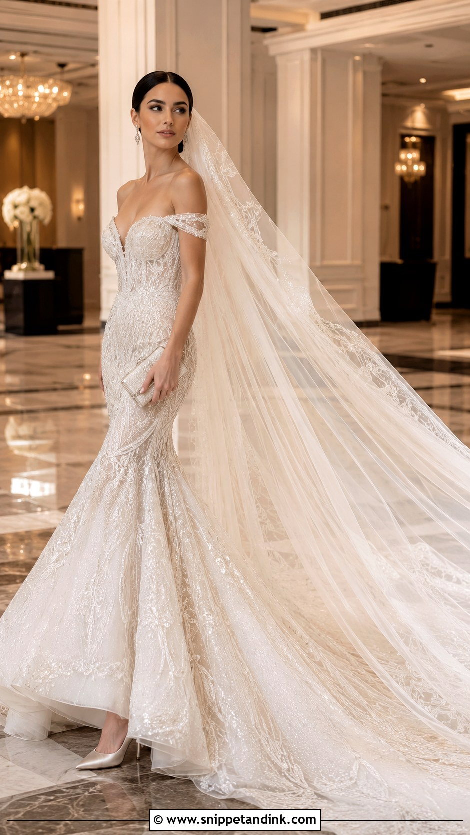 Mermaid Bride With Cathedral Veil - Snippet and Ink - 20 Brides with Veils
